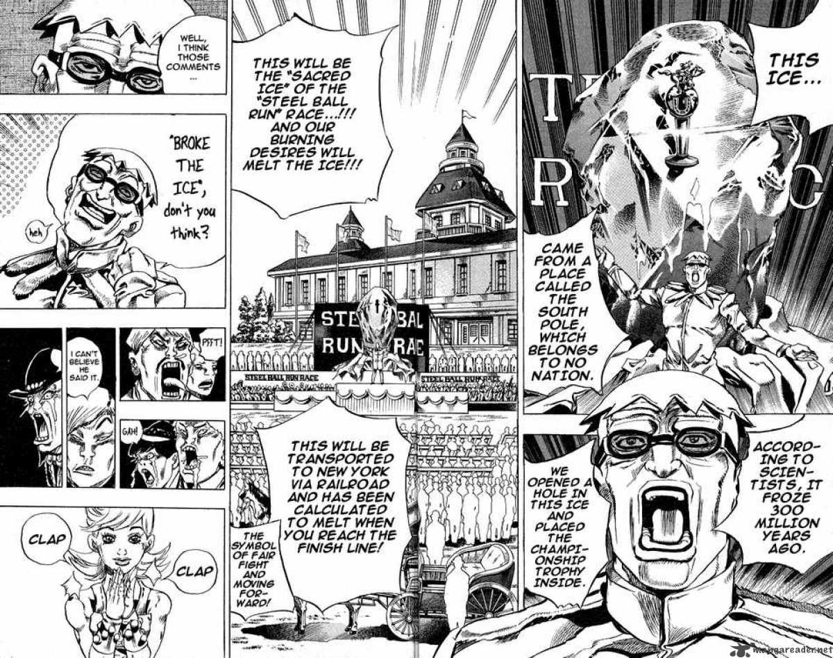Read Jojos Bizarre Adventure Steel Ball Run Chapter 4 Mangafreak Steel ball run this is basically just another story arc of jojo's bizarre adventure except that it has a different title. read jojos bizarre adventure steel ball