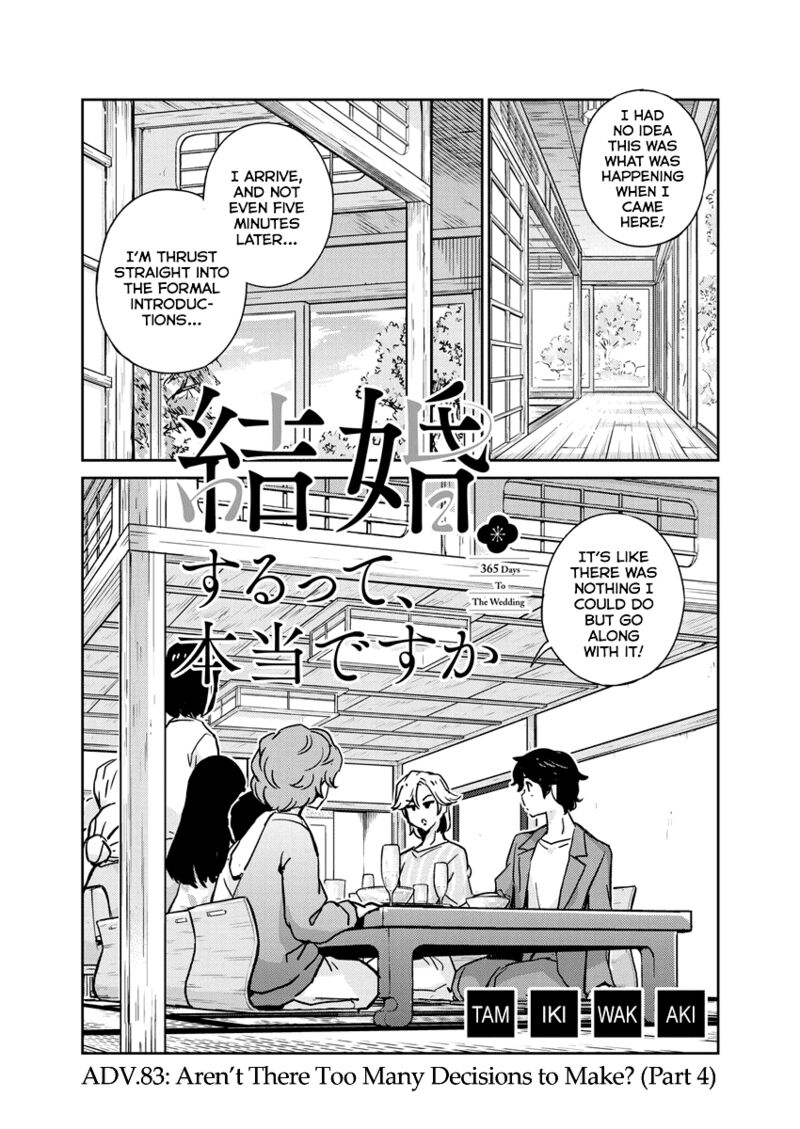 Kekkon Surutte Hontou Desu Ka 365 Days To The Wedding Chapter 83 Page 1